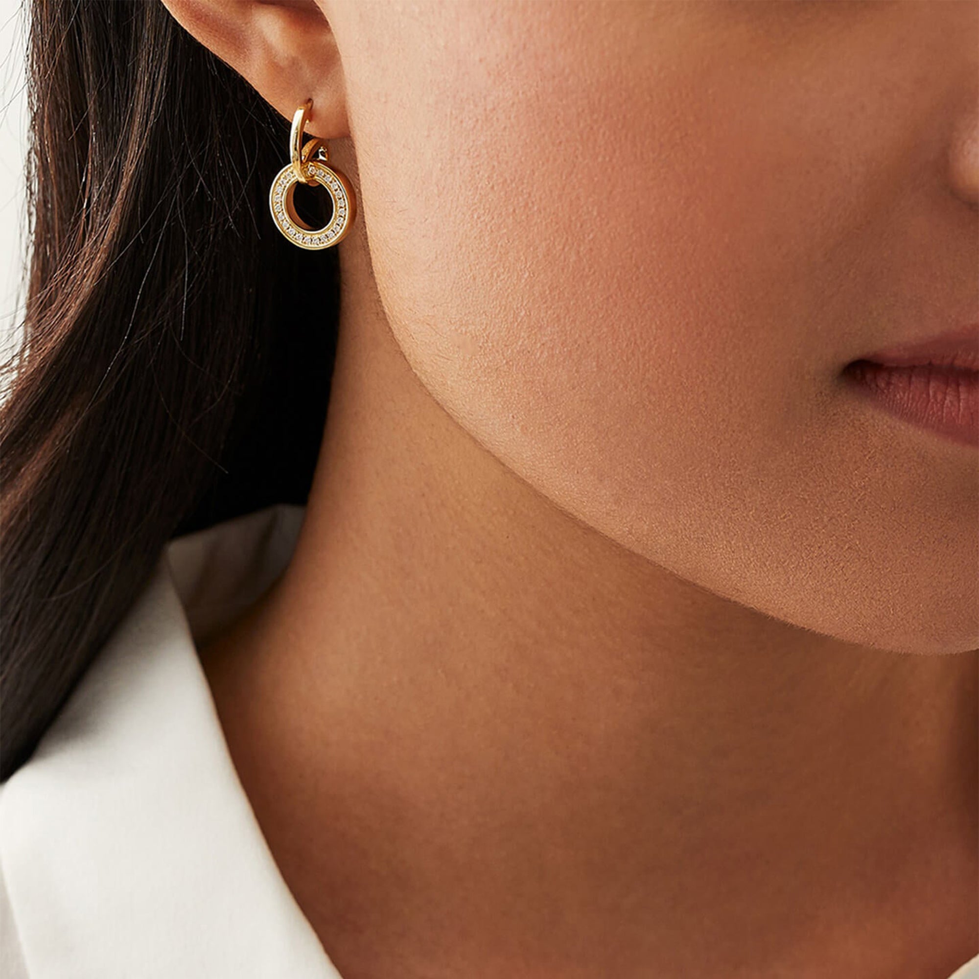 Classic Roulette Yellow Gold Diamond Earrings