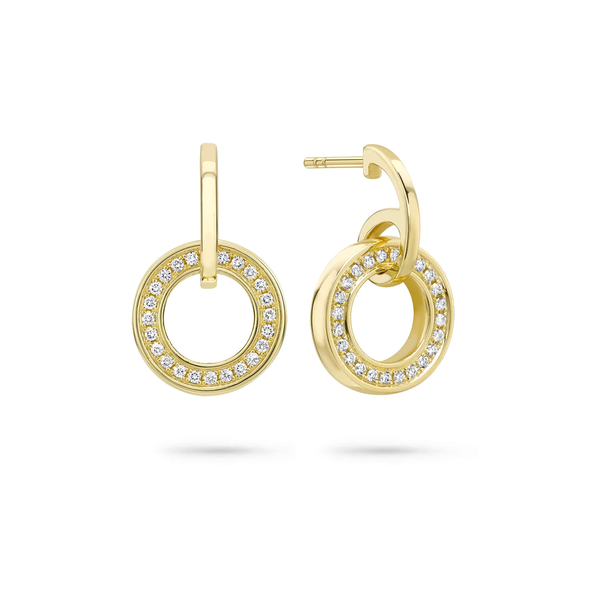 Classic Roulette Yellow Gold Diamond Earrings