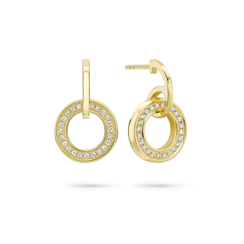 Classic Roulette Yellow Gold Diamond Earrings