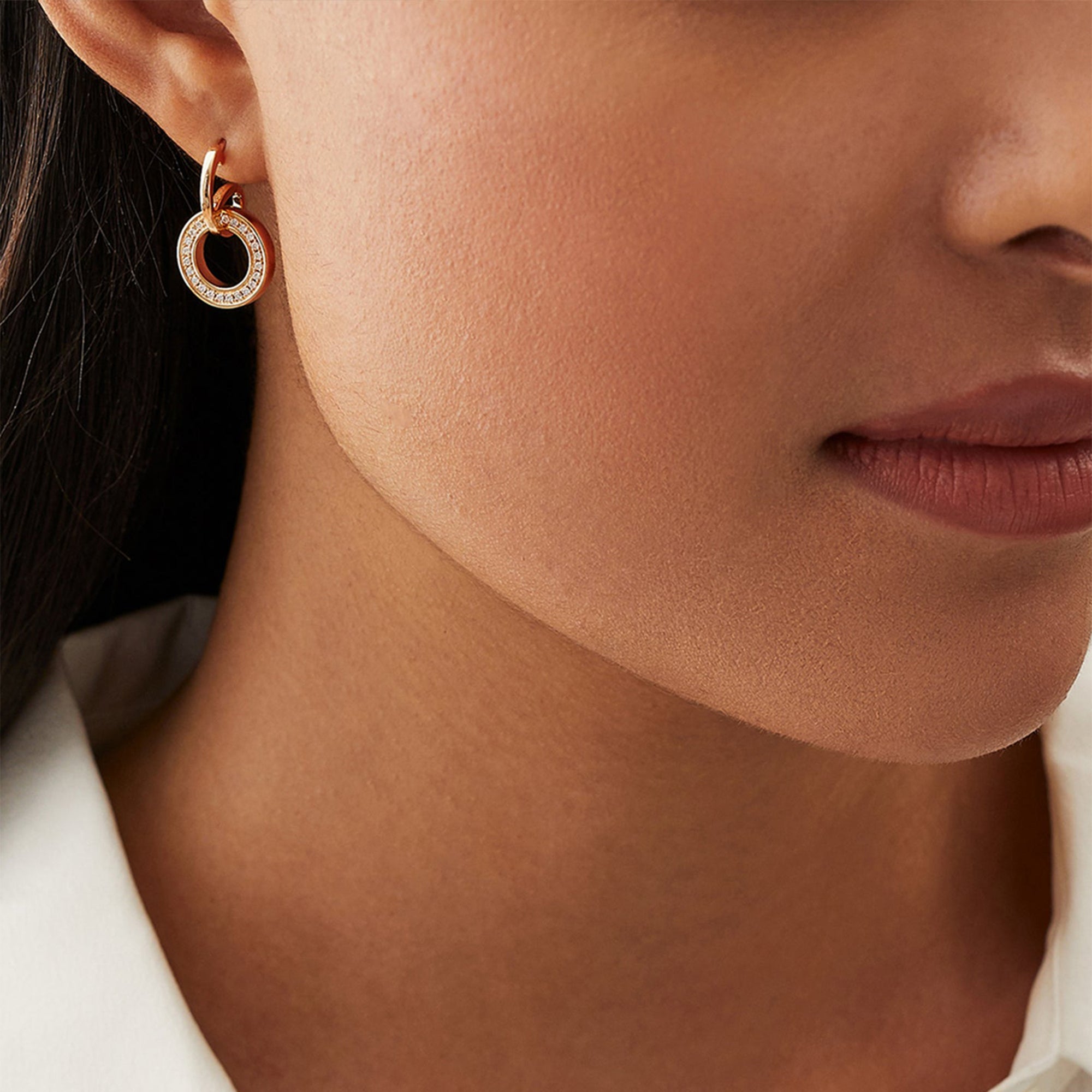 Classic Roulette Rose Gold Diamond Earrings