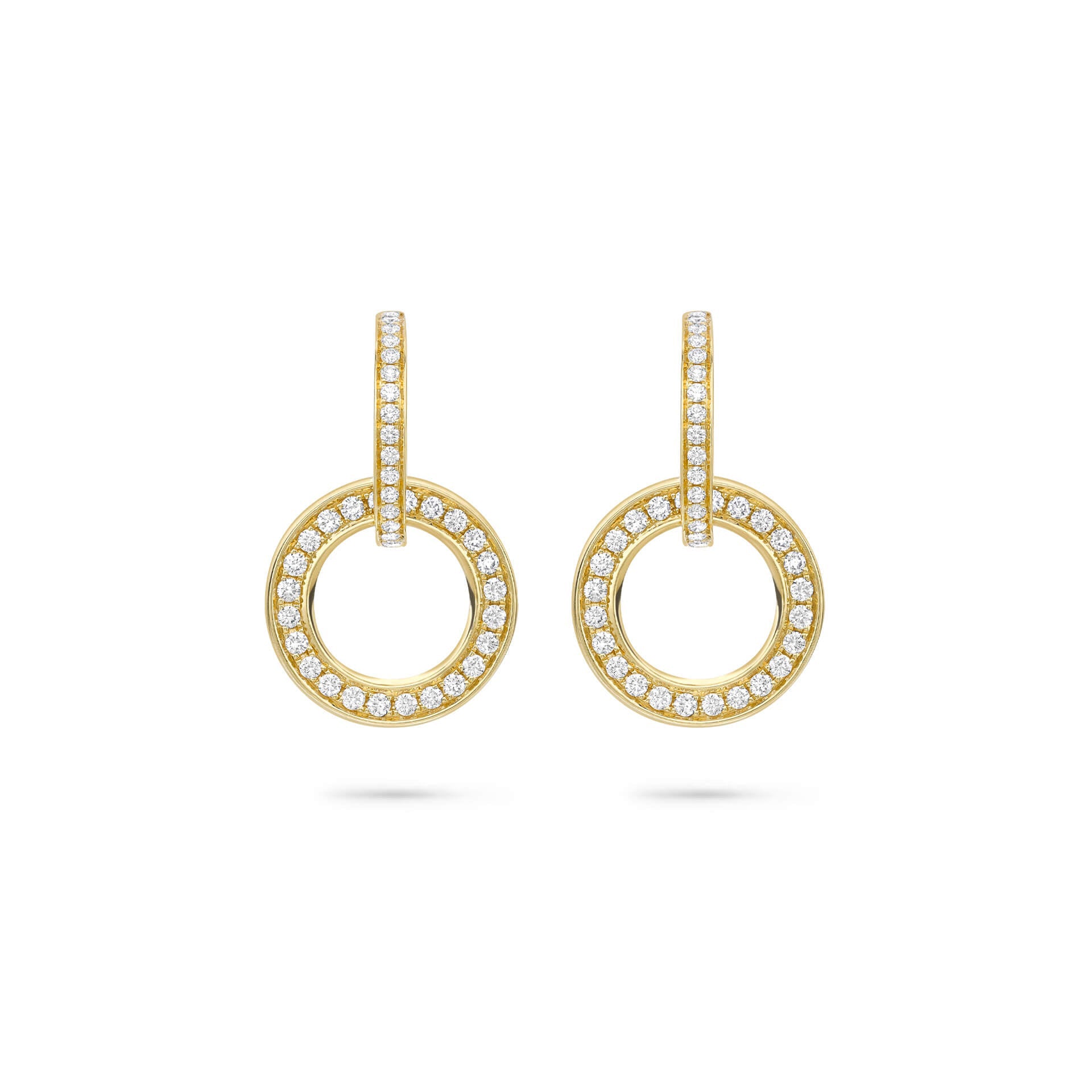 Large Roulette Yellow Gold Diamond Earrings