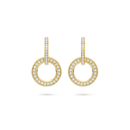Large Roulette Yellow Gold Diamond Earrings