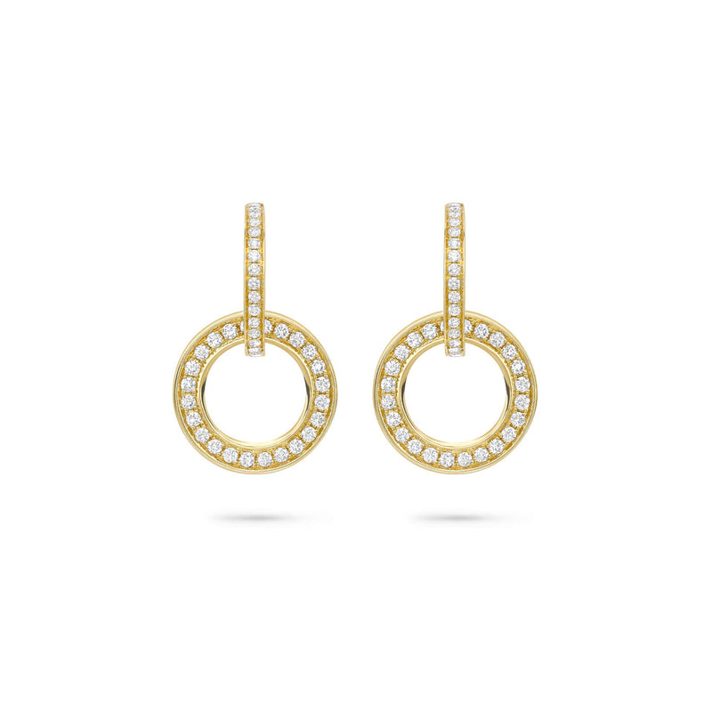 Large Roulette Yellow Gold Diamond Earrings