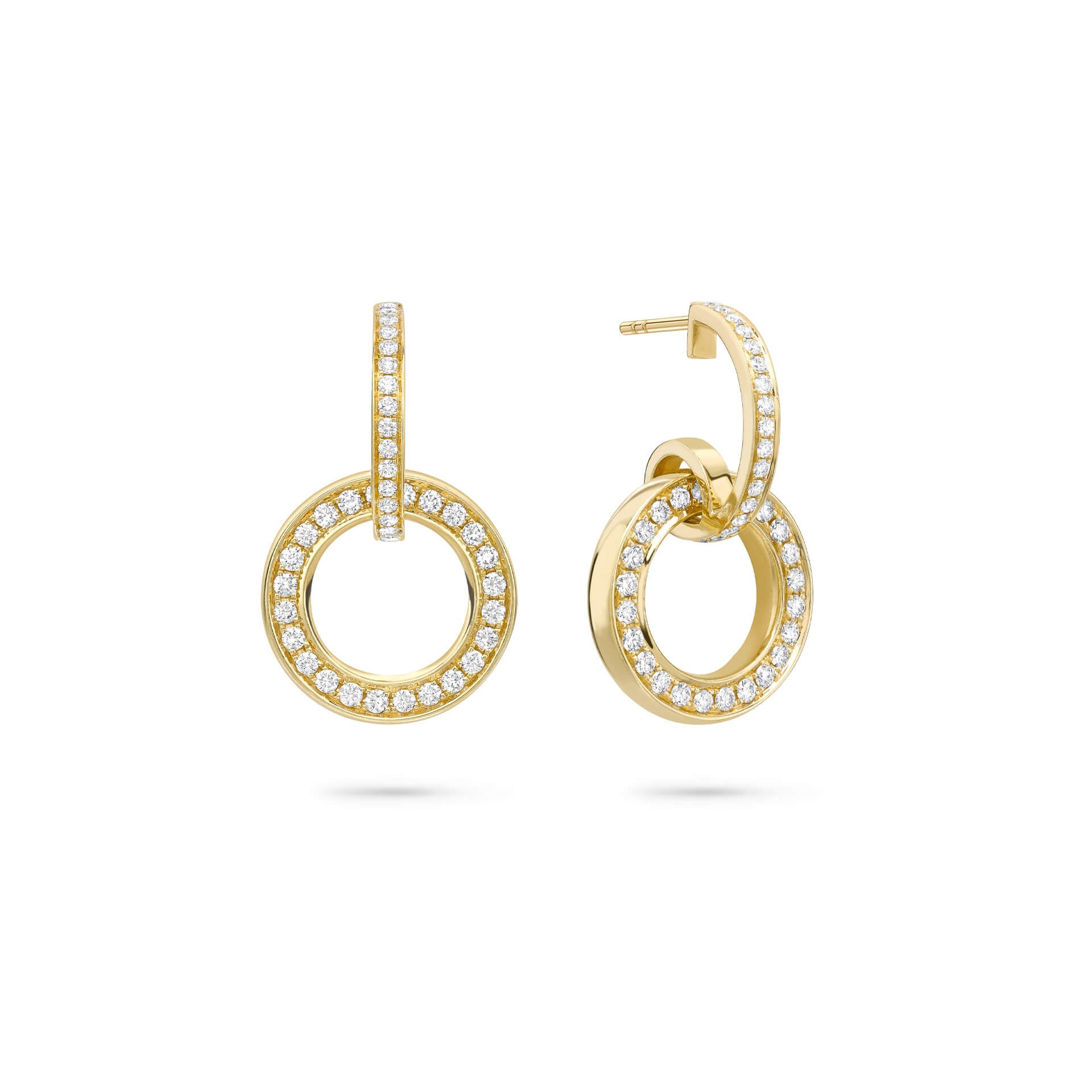 Large Roulette Yellow Gold Diamond Earrings