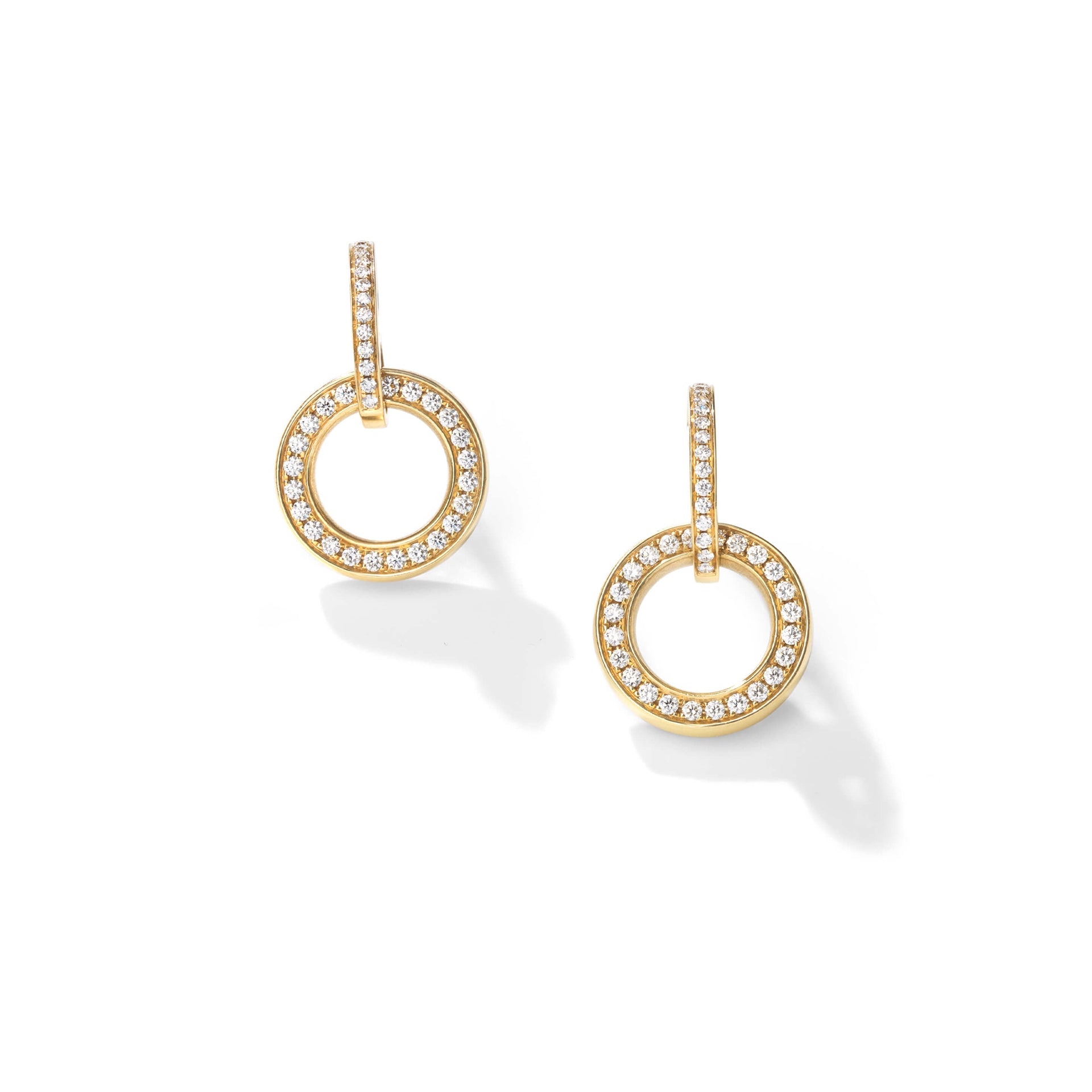 Large Roulette Yellow Gold Diamond Earrings