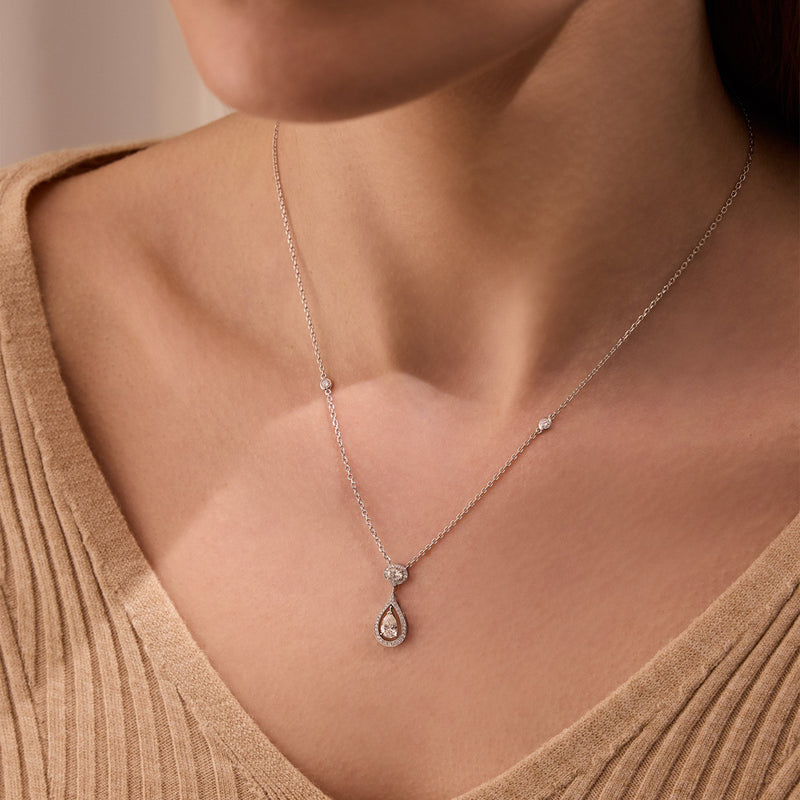 Vintage Palace Pear Diamond Platinum Pendant