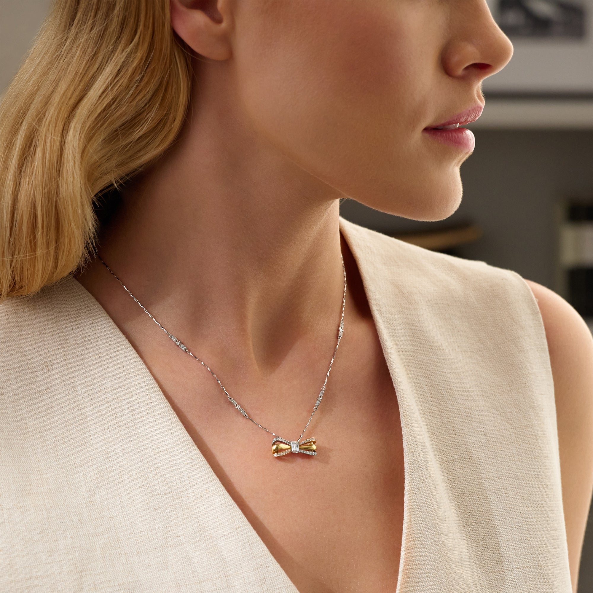 Ribbons Ashoka Diamond Pendant