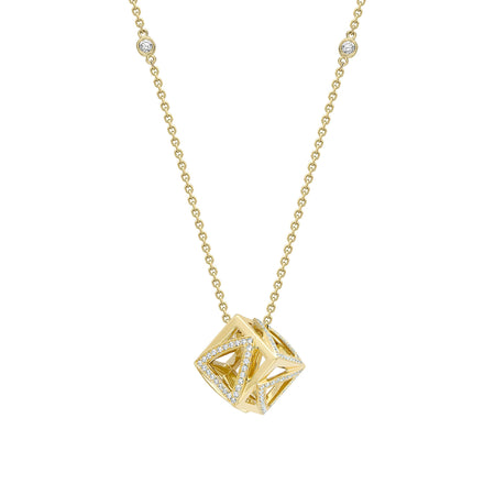 Be You Yellow Gold Cube Pendant