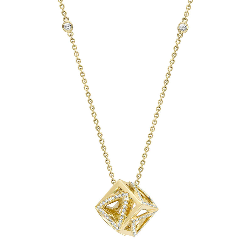 Be You Yellow Gold Cube Pendant