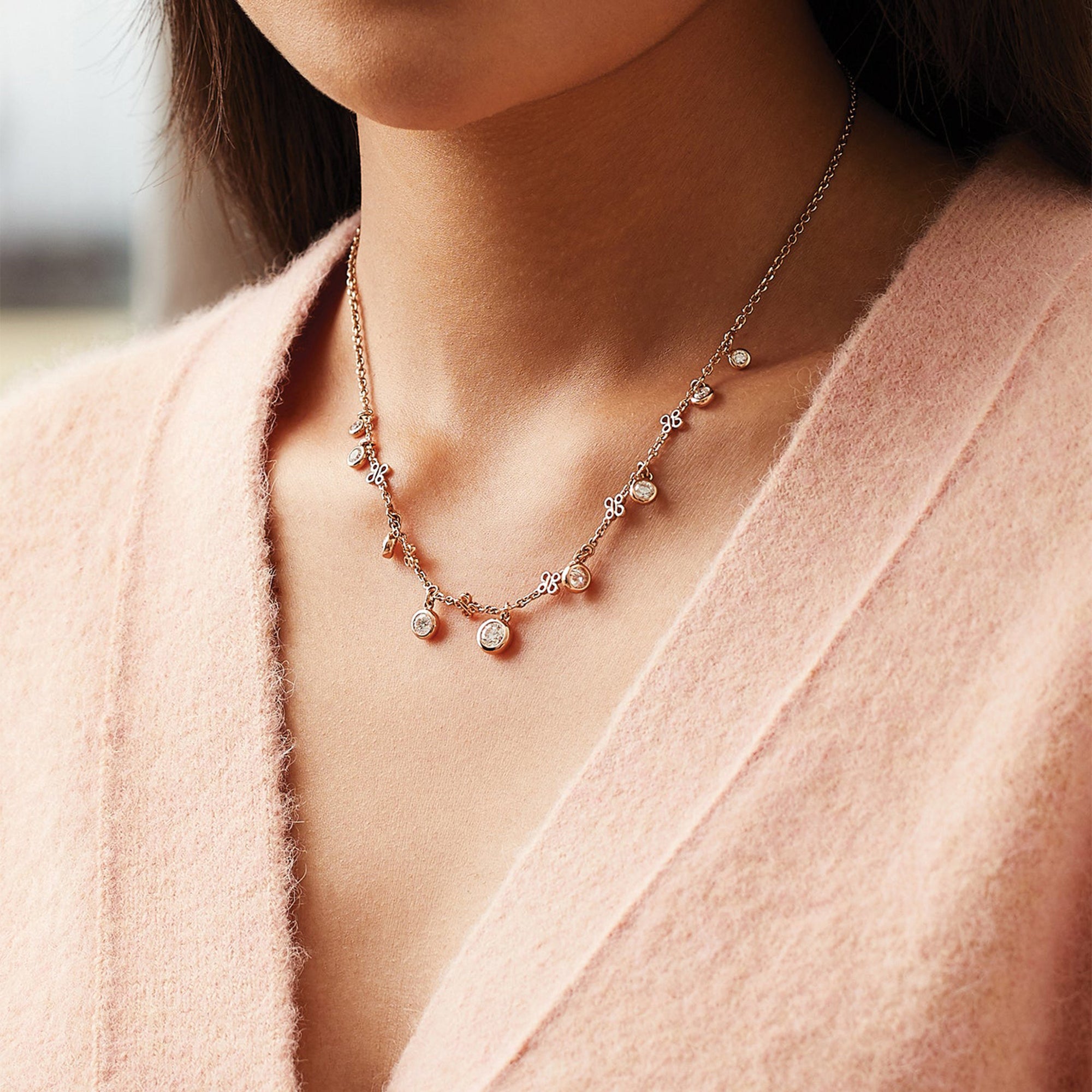 Beach Rose Gold Diamond Necklace