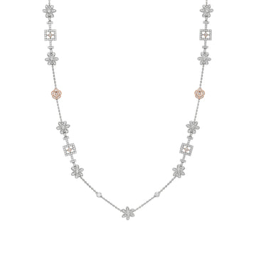 Secret Garden Long Platinum Pink Diamond Necklace