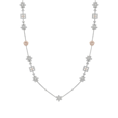 Secret Garden Long Platinum Pink Diamond Necklace