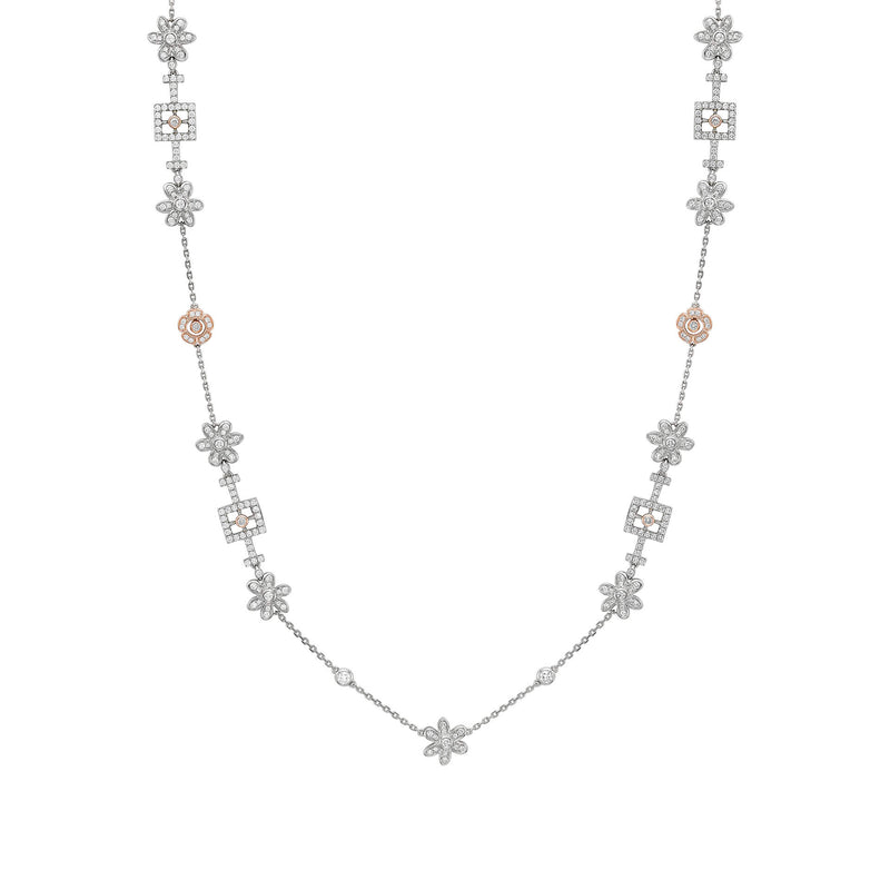 Secret Garden Long Platinum Pink Diamond Necklace