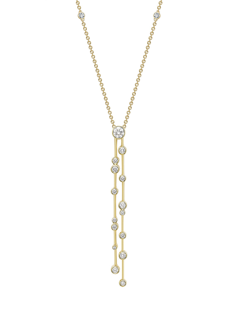 Raindance Double Drop Yellow Gold Diamond Pendant