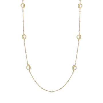 Knot Long Yellow Gold Diamond Necklace