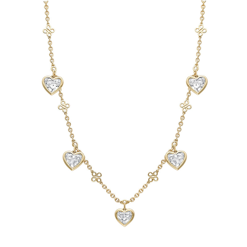 Beach Heart Diamond Yellow Gold Necklace