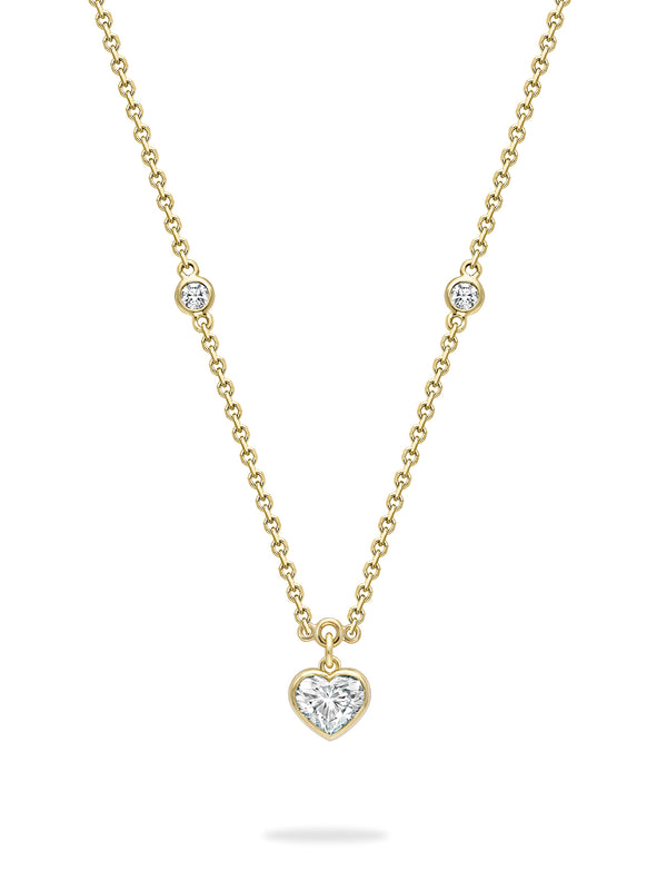 Classic Heart Yellow Gold Diamond Pendant