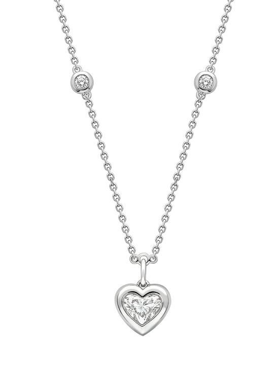 Classic Heart Platinum Diamond Pendant