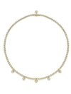 Beach Five Stone Heart Diamond Yellow Gold Necklace