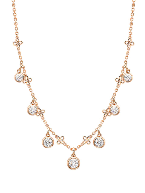 Beach Medium Seven Stone Rose Gold Diamond Necklace