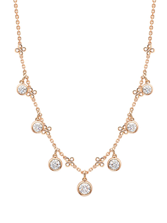 Beach Medium Seven Stone Rose Gold Diamond Necklace
