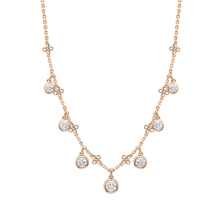 Beach Medium Seven Stone Rose Gold Diamond Necklace