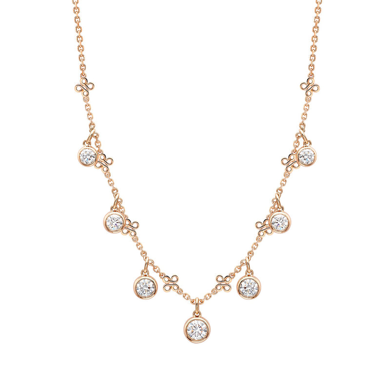 Beach Medium Seven Stone Rose Gold Diamond Necklace