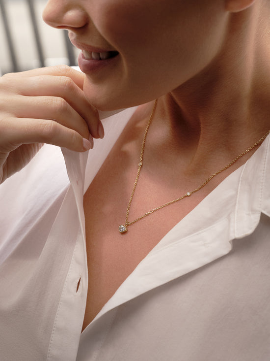 Classic Heart Yellow Gold Diamond Pendant