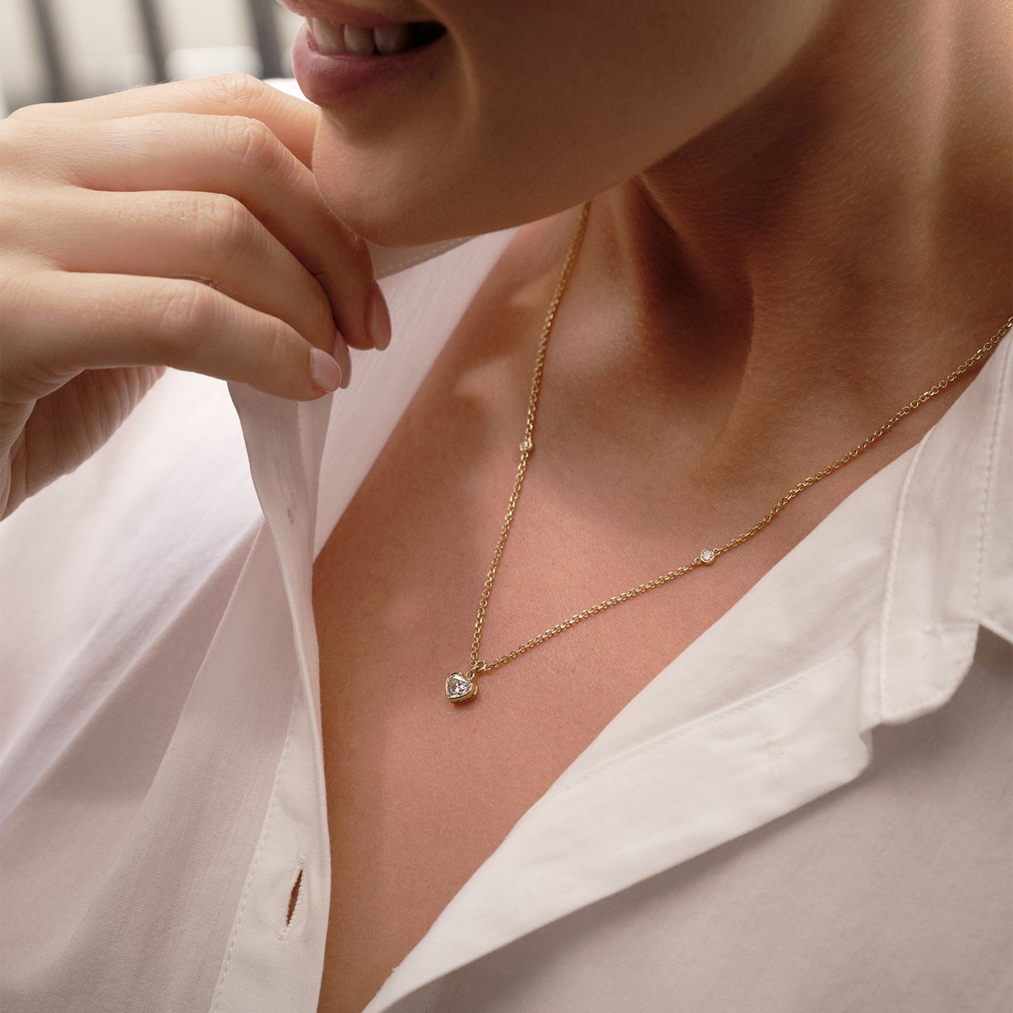 Classic Heart Yellow Gold Diamond Pendant