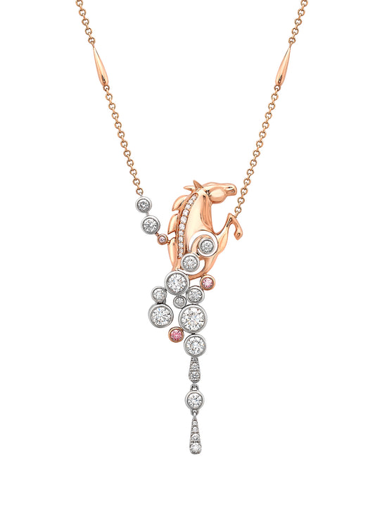 Lucky 'Gold Cup 100' Platinum Pink Diamond Horse Pendant