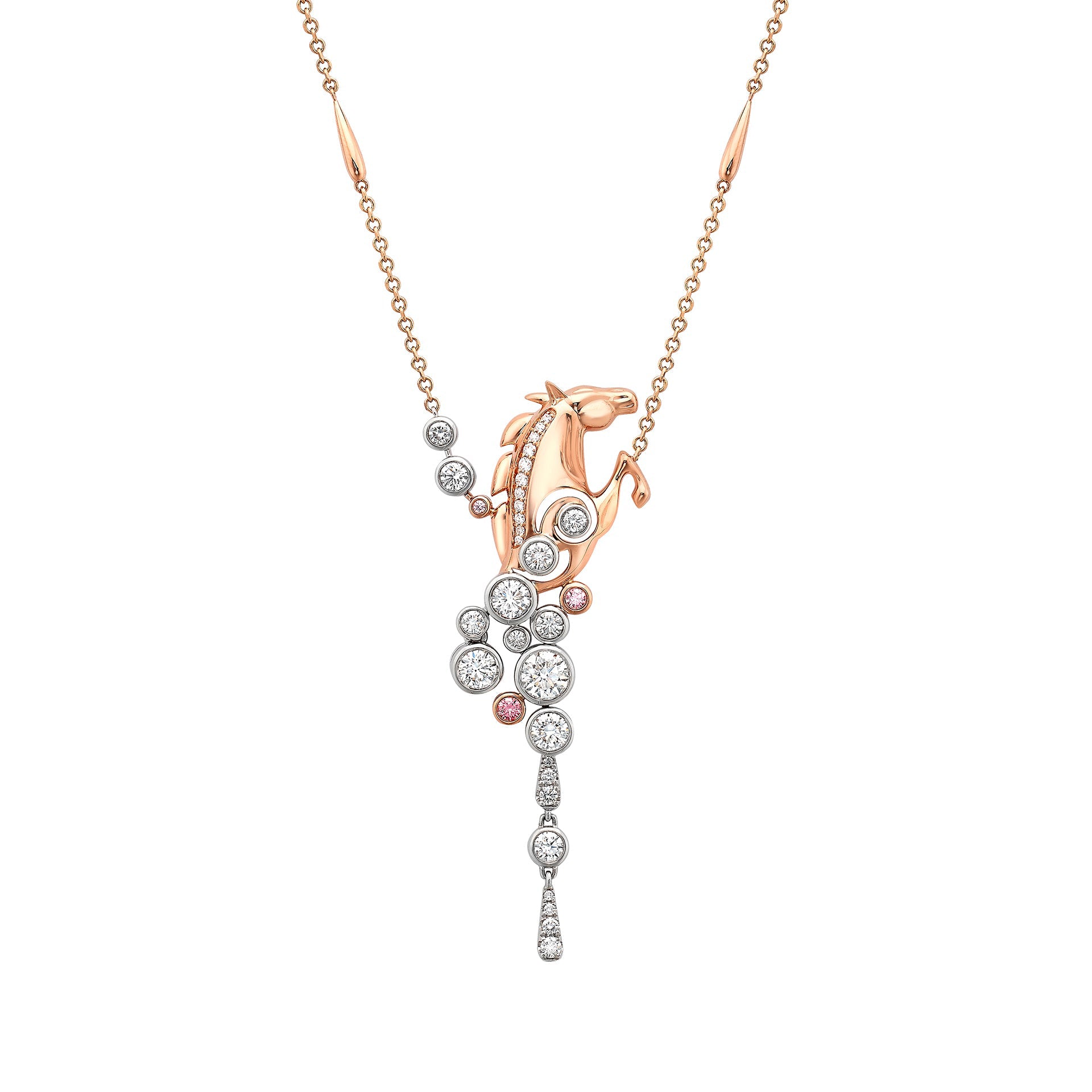 Lucky 'Gold Cup 100' Platinum Pink Diamond Horse Pendant