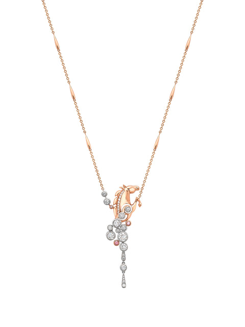 Lucky 'Gold Cup 100' Platinum Pink Diamond Horse Pendant