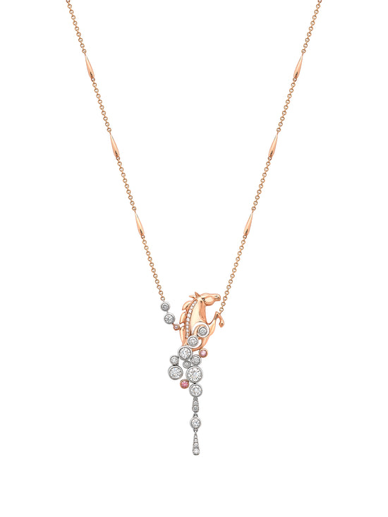 Lucky 'Gold Cup 100' Platinum Pink Diamond Horse Pendant