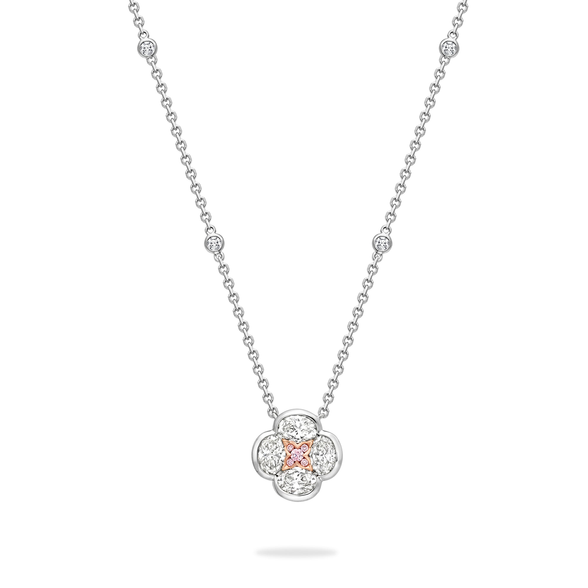 Posie Platinum and Rose Gold Diamond Pendant
