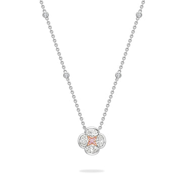 Posie Platinum and Rose Gold Diamond Pendant