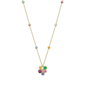 Raindance Large Rainbow Yellow Gold Cluster Pendant