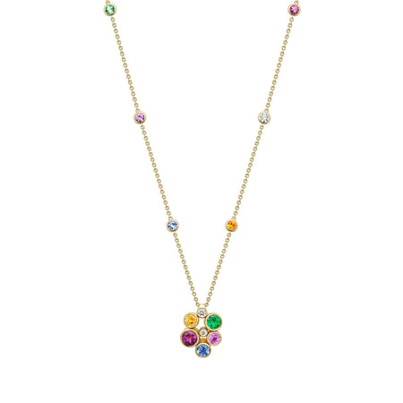 Raindance Large Rainbow Yellow Gold Cluster Pendant