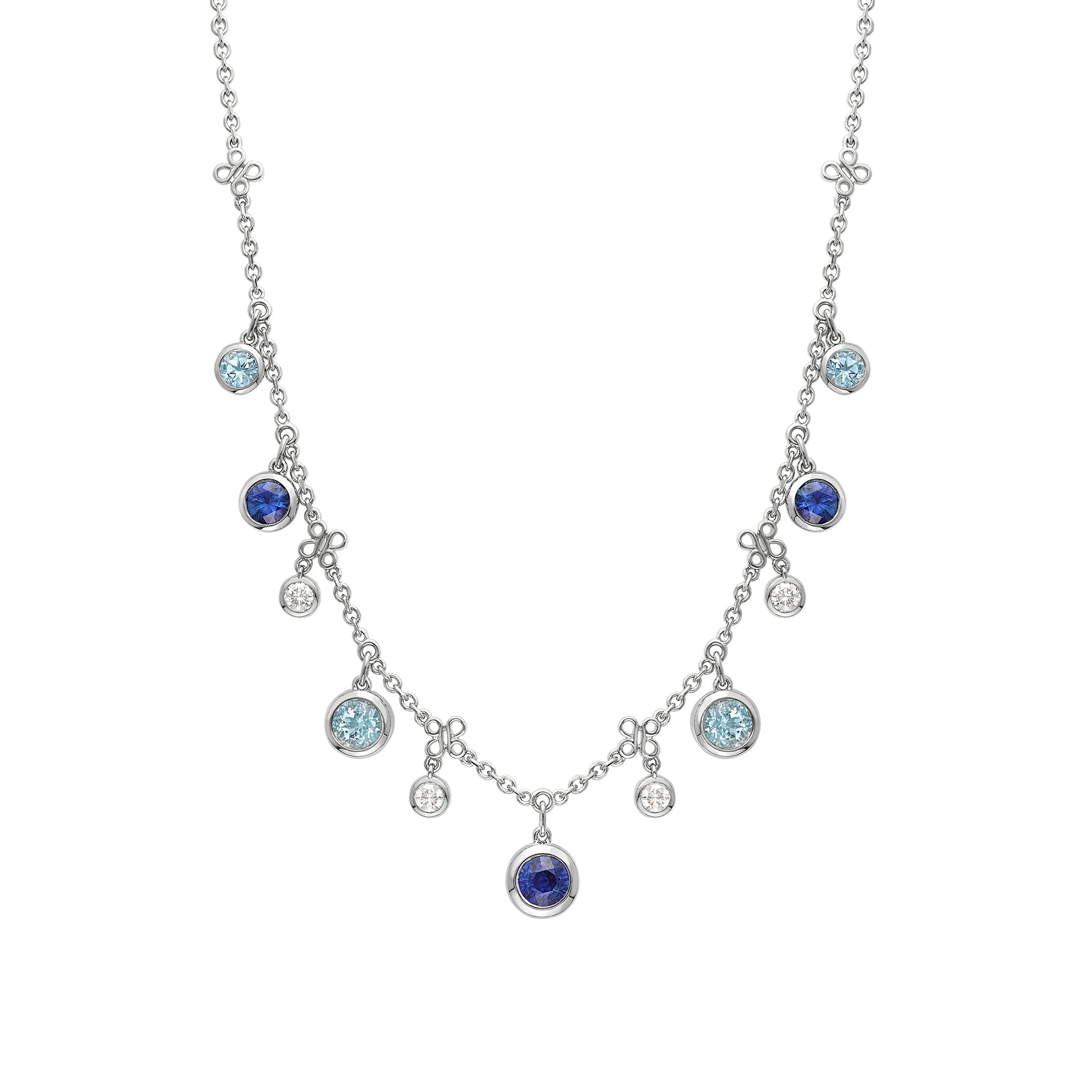 Beach Sapphire Aquamarine Platinum Necklace
