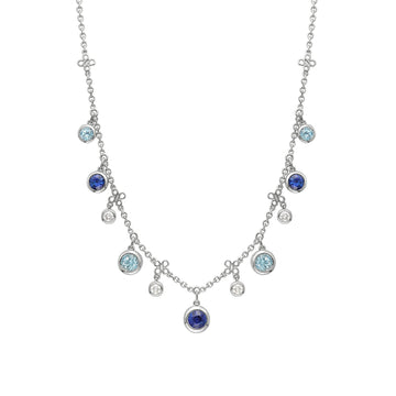 Beach Sapphire Aquamarine Platinum Necklace