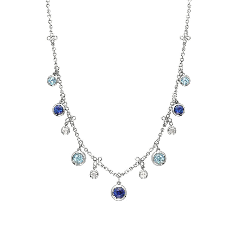 Beach Sapphire Aquamarine Platinum Necklace