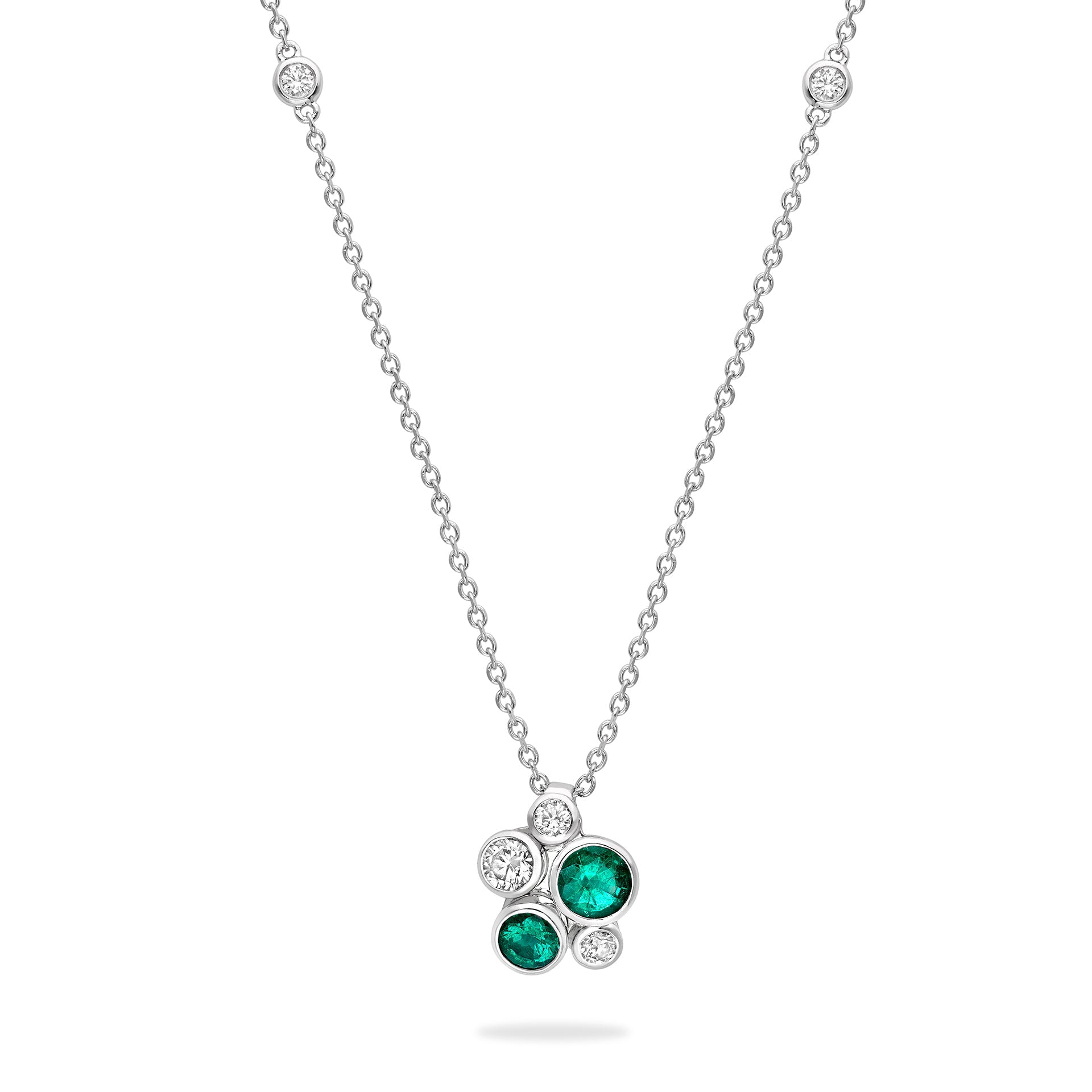 Raindance Platinum Emerald Cluster Pendant