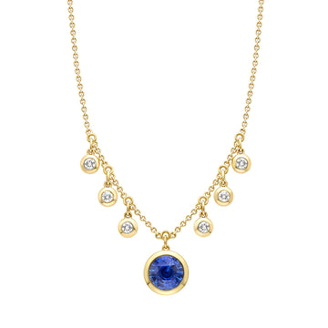 Beach Sapphire and Diamond Yellow Gold Pendant
