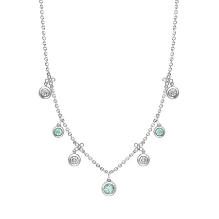 Beach Seven Stone Platinum Diamond and Paraiba Tourmaline Necklace
