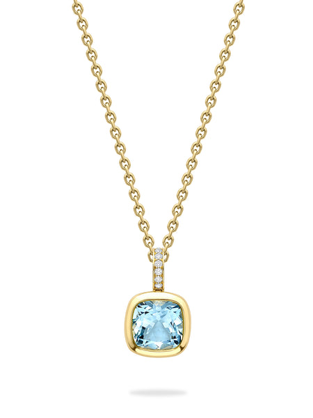 Florentine Dolce Vita Cushion Aquamarine Yellow Gold Pendant