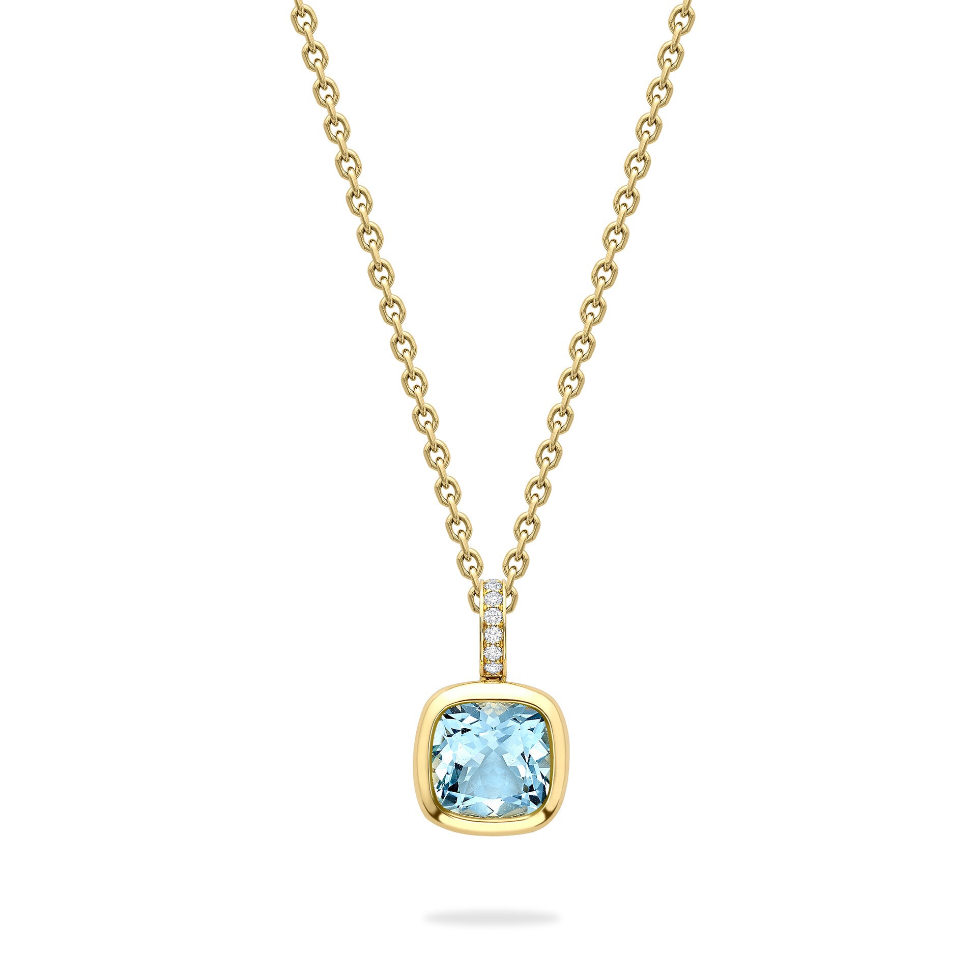 Florentine Dolce Vita Cushion Aquamarine Yellow Gold Pendant