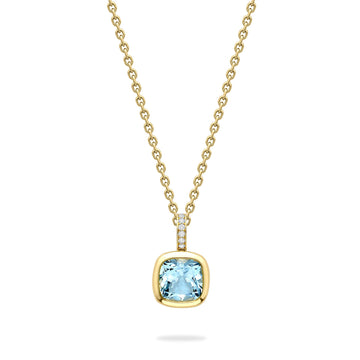Florentine Dolce Vita Cushion Aquamarine Yellow Gold Pendant