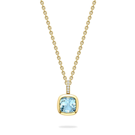 Florentine Dolce Vita Cushion Aquamarine Yellow Gold Pendant
