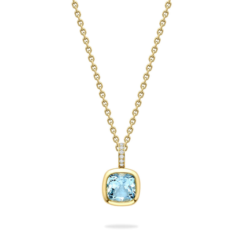 Florentine Dolce Vita Cushion Aquamarine Yellow Gold Pendant