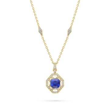 Fifth Avenue Cushion Sapphire Yellow Gold Pendant
