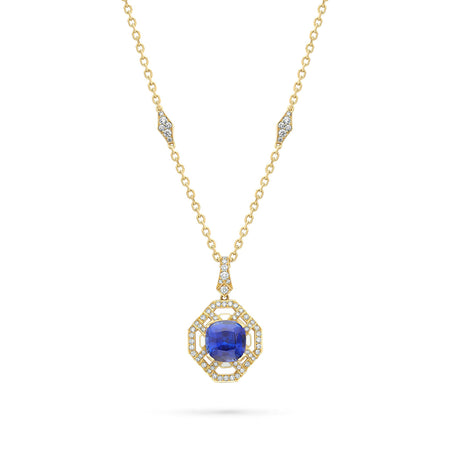 Fifth Avenue Cushion Sapphire Yellow Gold Pendant